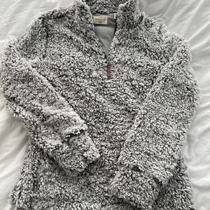 NWOT Weatherproof Grey Sherpa Quarter Zip Pullover